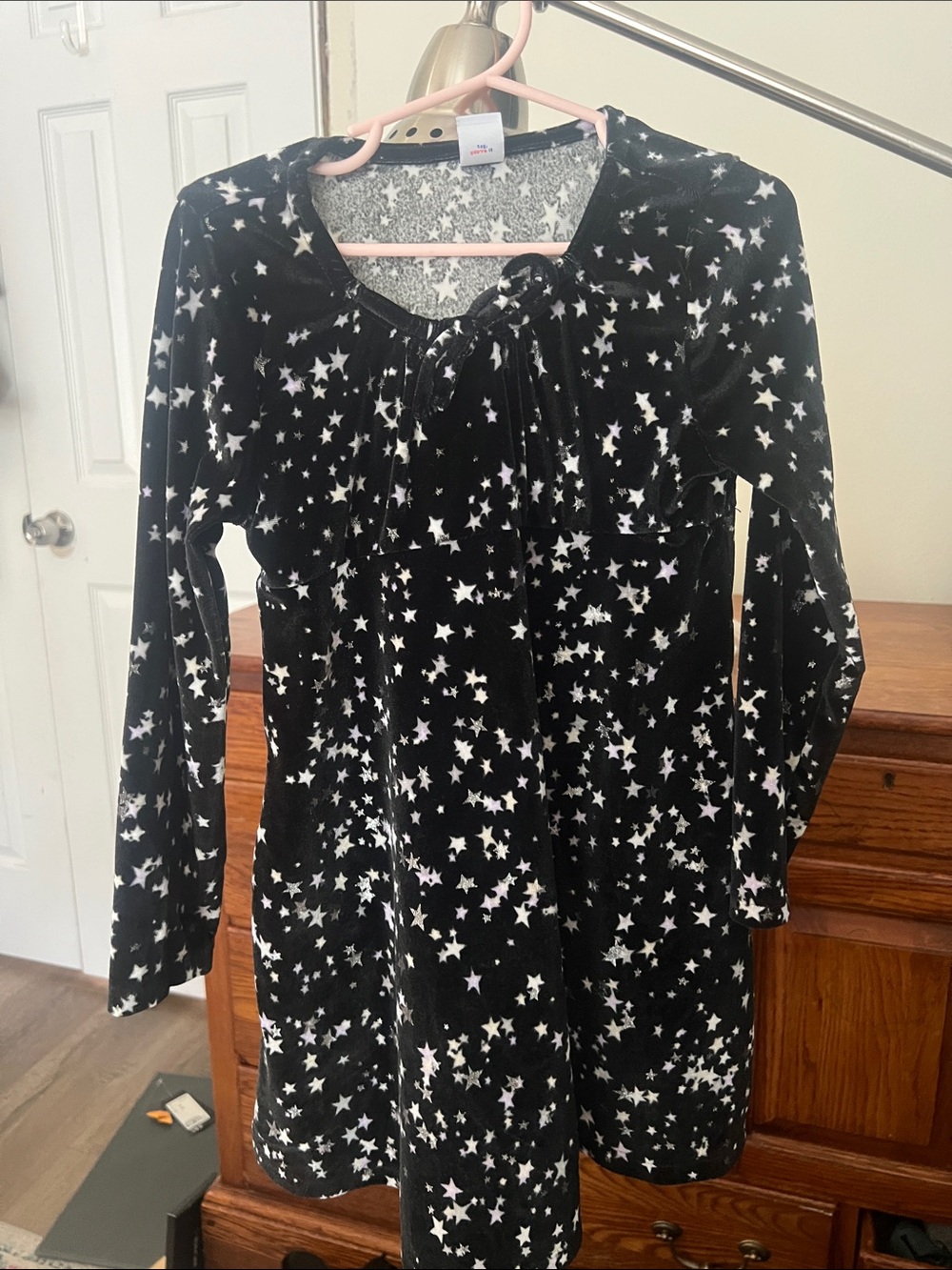 Old Navy Black Velvet Dress with White Star Print